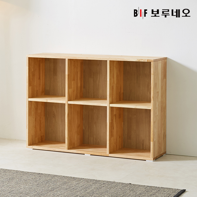 앳홈 테드 러버 원목 2단 6칸 책장 (W1080 H750 D300)