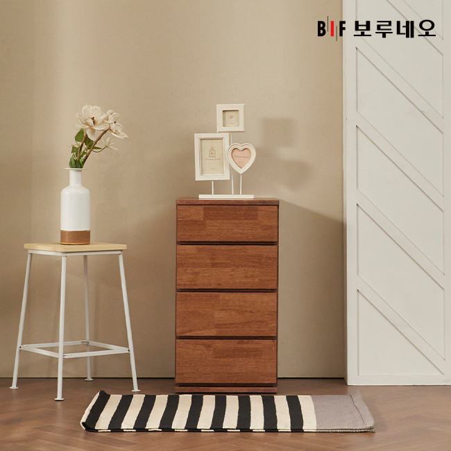 앳홈 미닉스 러버우드 원목 4단 400 서랍장
