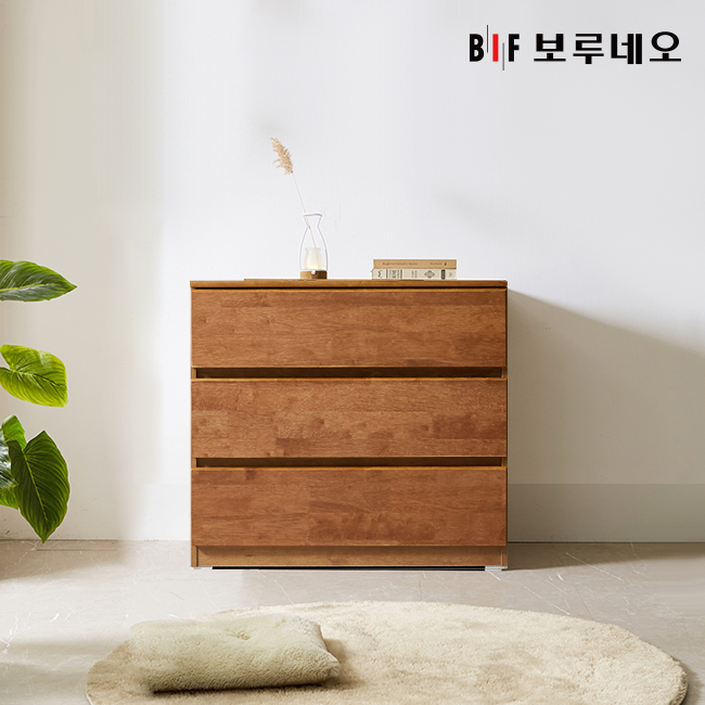 앳홈 테드 브라우니 원목 800 3단 서랍장 (깊이400)