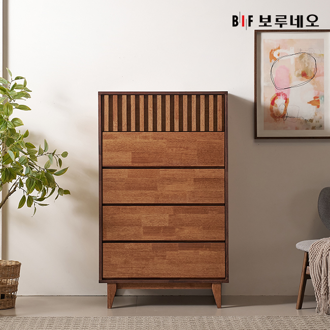 앳홈 브람스 러버우드 원목 5단 800 서랍장