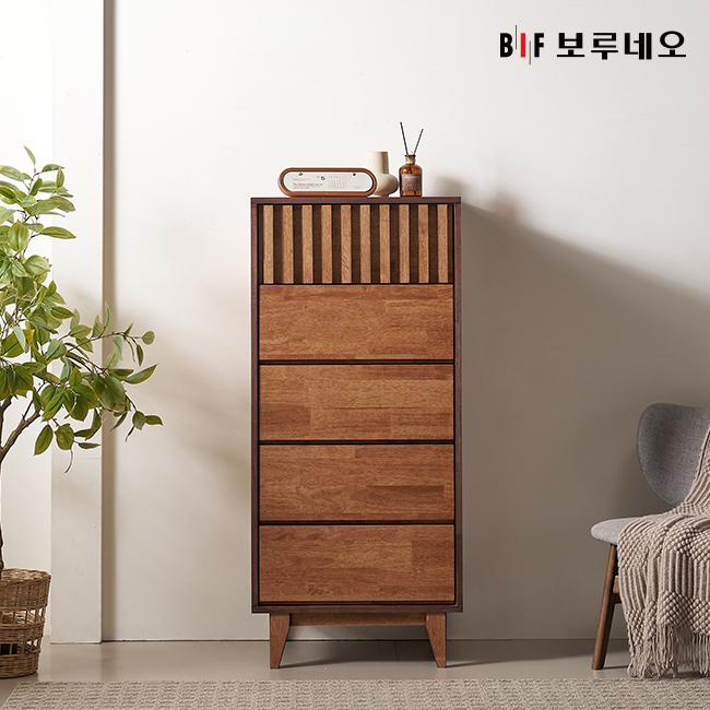 앳홈 브람스 러버우드 원목 5단 600 와이드 서랍장