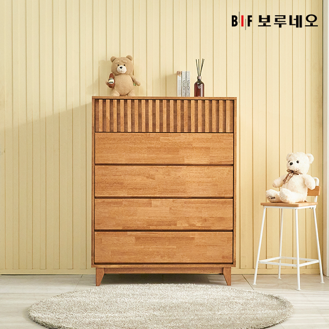 앳홈 비엔나 러버우드 원목 5단 1000 와이드 서랍장