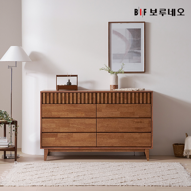 앳홈 몽베르 러버우드 원목 4단 1500 와이드 서랍장(핸드리스)