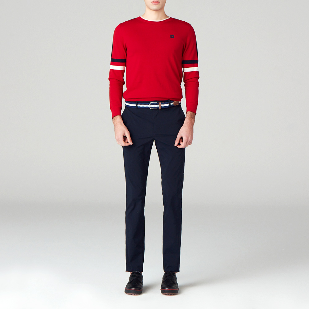 [온오프골프웨어] 남성 삼색배색 스웨터 OF2402GA_RED