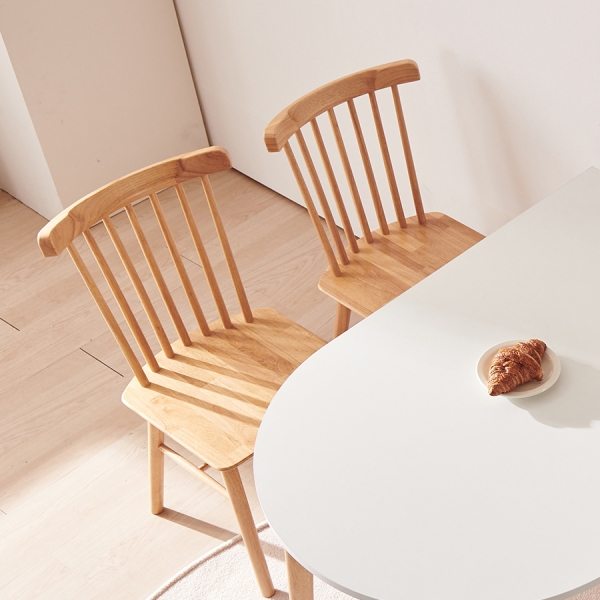 이노센트 래밍 반원 고무나무 원목 식탁 의자 2개세트 i103982