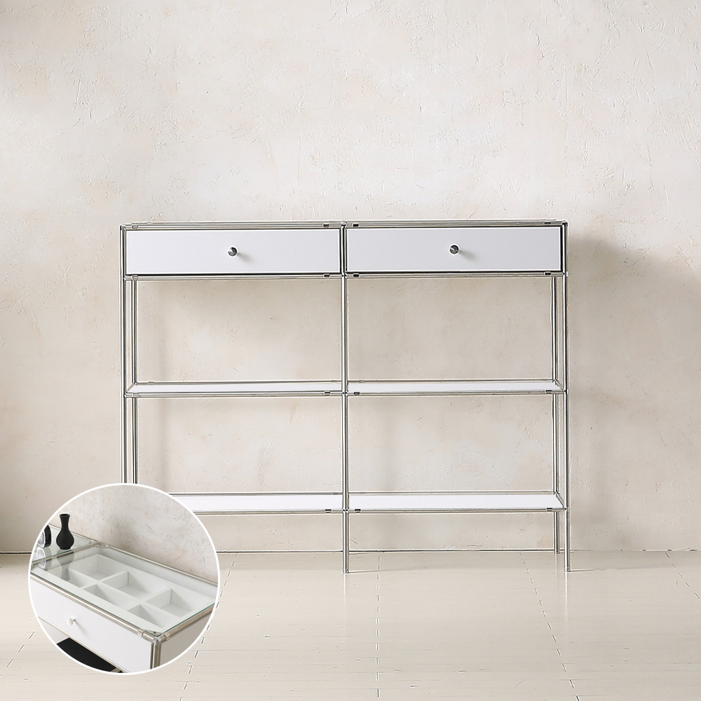 ★공식몰 단독 특가★ 이노센트 스틸스 미드센츄리 드레스룸 시스템 옷장 1200 2칸 수납장 (강화유리선반/디바인더수납) i104879