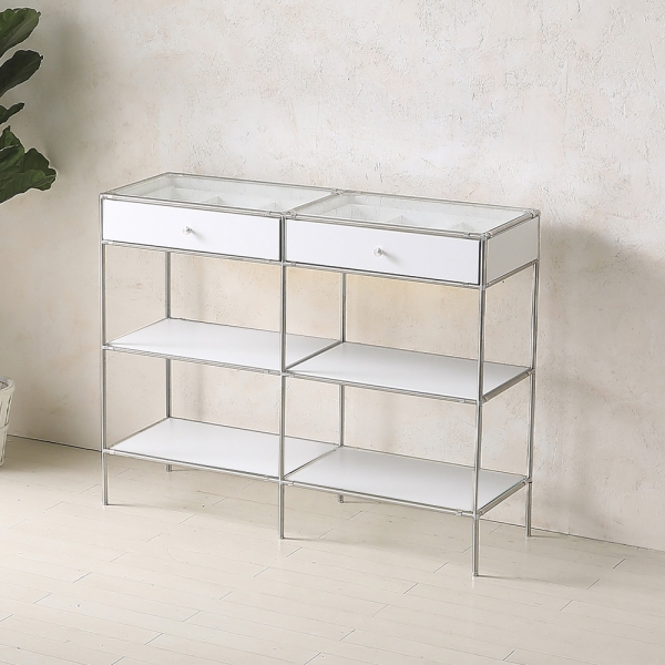 ★공식몰 단독 특가★ 이노센트 스틸스 미드센츄리 드레스룸 시스템 옷장 1200 2칸 수납장 (강화유리선반/디바인더수납) i104879