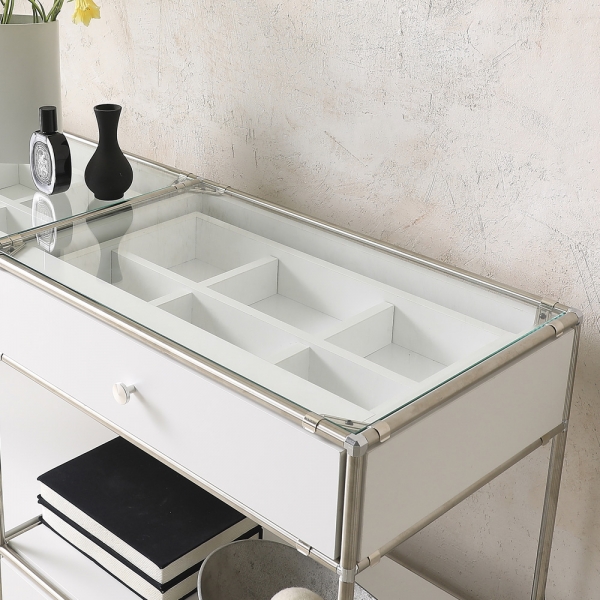 ★공식몰 단독 특가★ 이노센트 스틸스 미드센츄리 드레스룸 시스템 옷장 1200 2칸 수납장 (강화유리선반/디바인더수납) i104879