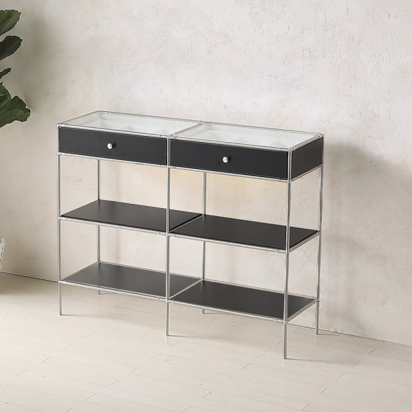 ★공식몰 단독 특가★ 이노센트 스틸스 미드센츄리 드레스룸 시스템 옷장 1200 2칸 수납장 (강화유리선반/디바인더수납) i104879