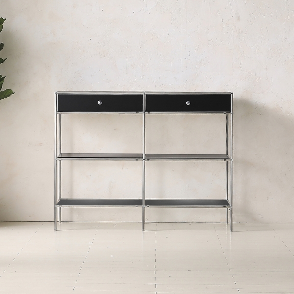 ★공식몰 단독 특가★ 이노센트 스틸스 미드센츄리 드레스룸 시스템 옷장 1200 2칸 수납장 (강화유리선반/디바인더수납) i104879