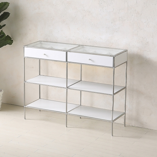 ★공식몰 단독 특가★ 이노센트 스틸스 미드센츄리 드레스룸 시스템 옷장 1200 2칸 수납장 (강화유리선반/디바인더수납) i104879