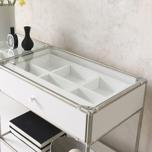 ★공식몰 단독 특가★ 이노센트 스틸스 미드센츄리 드레스룸 시스템 옷장 1200 2칸 수납장 (강화유리선반/디바인더수납) i104879