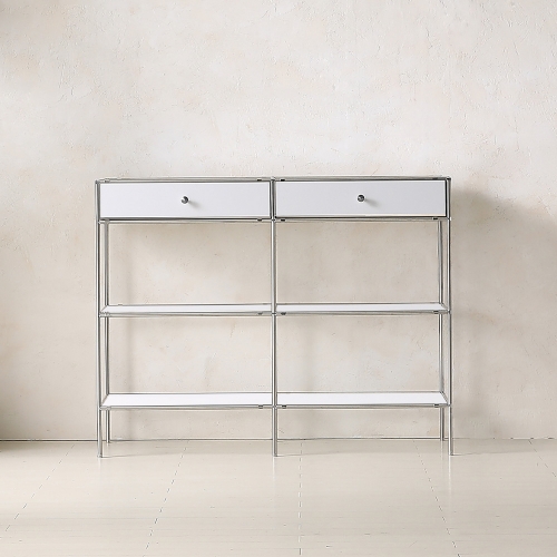 ★공식몰 단독 특가★ 이노센트 스틸스 미드센츄리 드레스룸 시스템 옷장 1200 2칸 수납장 (강화유리선반/디바인더수납) i104879