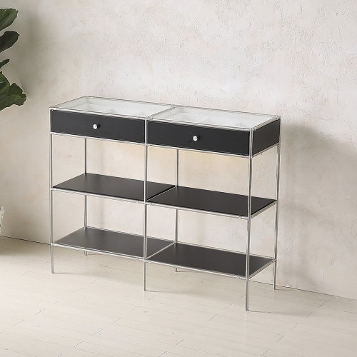 ★공식몰 단독 특가★ 이노센트 스틸스 미드센츄리 드레스룸 시스템 옷장 1200 2칸 수납장 (강화유리선반/디바인더수납) i104879