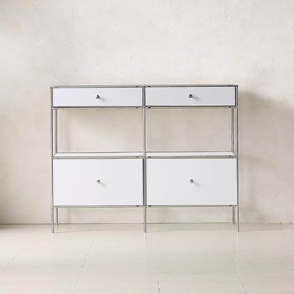 ★공식몰 단독 특가★ 이노센트 스틸스 미드센츄리 드레스룸 시스템 옷장 1200 4칸 수납장 (강화유리선반/디바인더수납) i104880