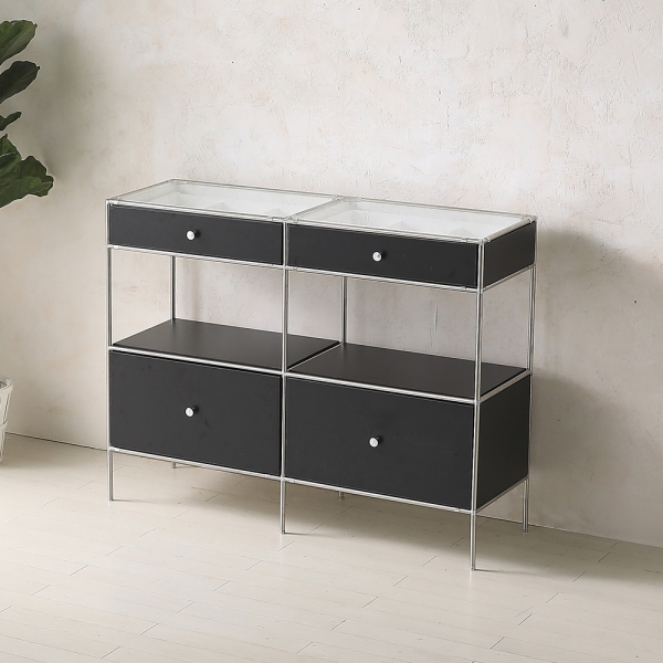 ★공식몰 단독 특가★ 이노센트 스틸스 미드센츄리 드레스룸 시스템 옷장 1200 4칸 수납장 (강화유리선반/디바인더수납) i104880