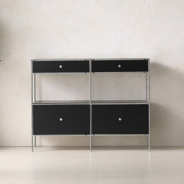 ★공식몰 단독 특가★ 이노센트 스틸스 미드센츄리 드레스룸 시스템 옷장 1200 4칸 수납장 (강화유리선반/디바인더수납) i104880