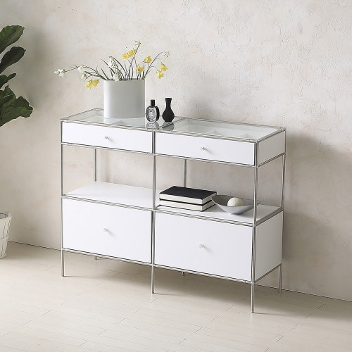 ★공식몰 단독 특가★ 이노센트 스틸스 미드센츄리 드레스룸 시스템 옷장 1200 4칸 수납장 (강화유리선반/디바인더수납) i104880