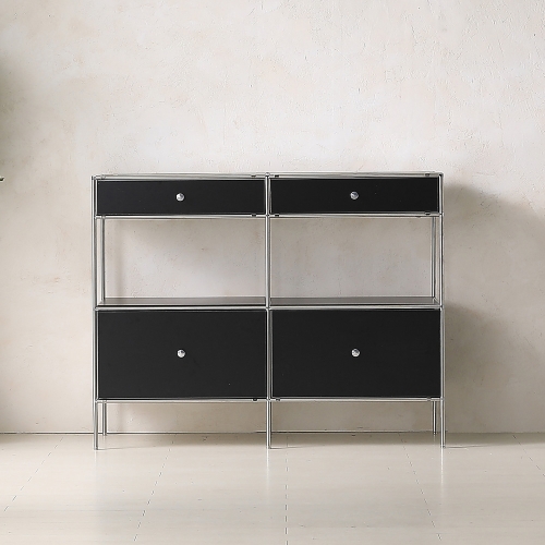 ★공식몰 단독 특가★ 이노센트 스틸스 미드센츄리 드레스룸 시스템 옷장 1200 4칸 수납장 (강화유리선반/디바인더수납) i104880