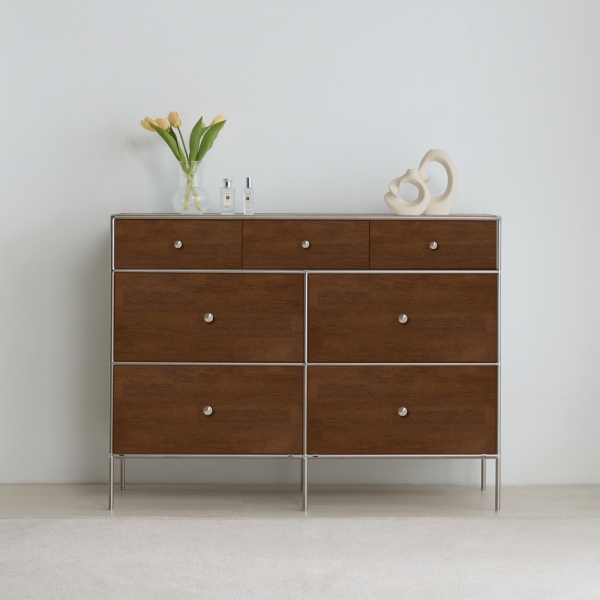 이노센트 스틸스 원목 미드센츄리 1200 3단 5칸 모듈 수납장 i105058