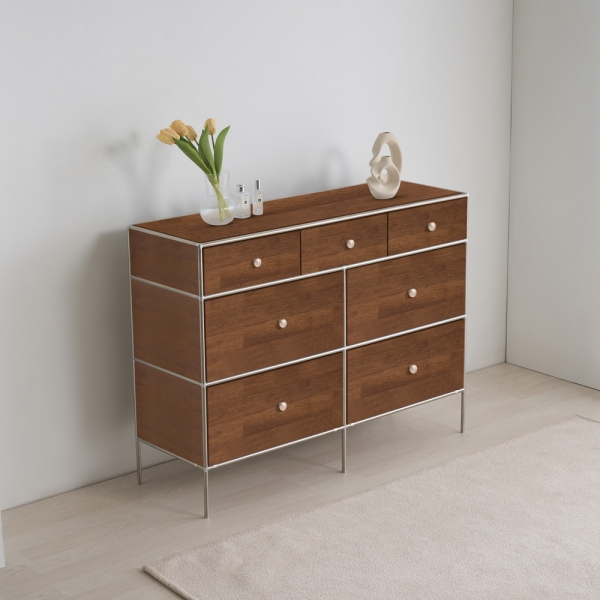 이노센트 스틸스 원목 미드센츄리 1200 3단 5칸 모듈 수납장 i105058