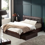 이노센트 E0등급 비스킷 가죽 헤드 1단 2서랍 수납 침대 프레임 SS/Q (+매트리스 선택)