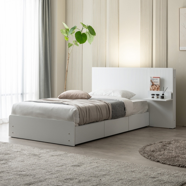 이노센트 버티컬 LED 1단 3서랍 수납 침대 SS＋7존 포켓 매트리스 i105490