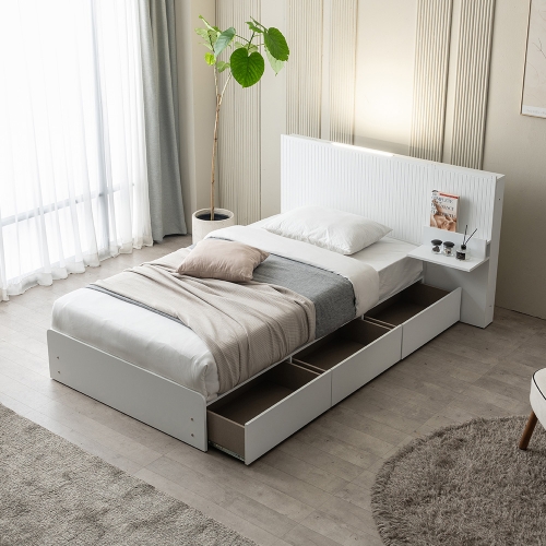 이노센트 버티컬 LED 1단 3서랍 수납 침대 SS＋라텍스탑 7존 포켓 매트리스 i105491