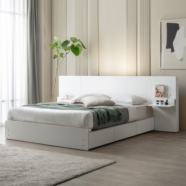 이노센트 버티컬 LED 1단 3서랍 수납 침대프레임 Q i105494