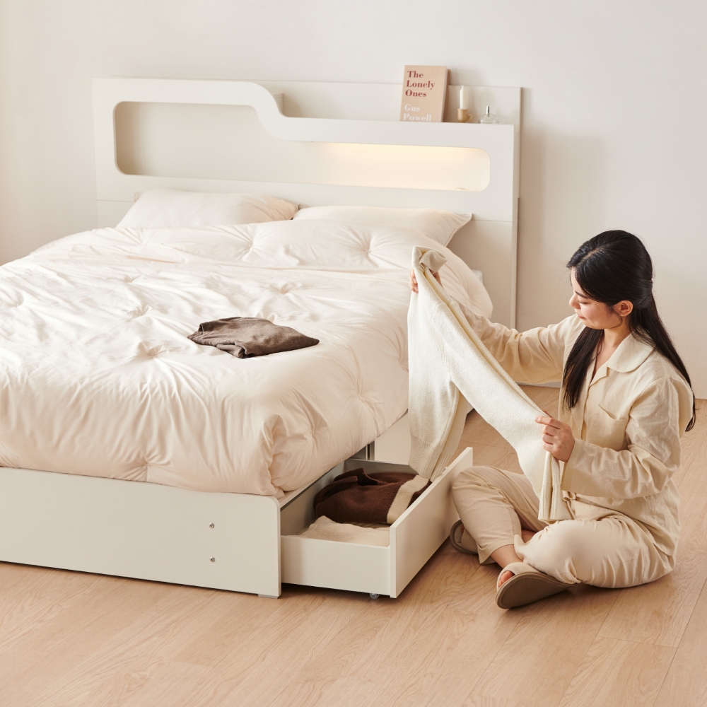 이노센트 루모스 LED 1단 3서랍 수납침대 SS＋케미컬폼매트 i105648