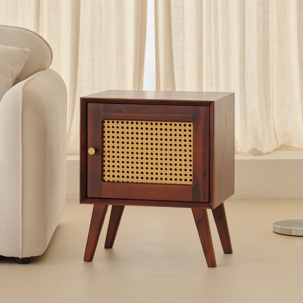 이노센트 시네마 원목 라탄 사이드 수납 협탁 i105881