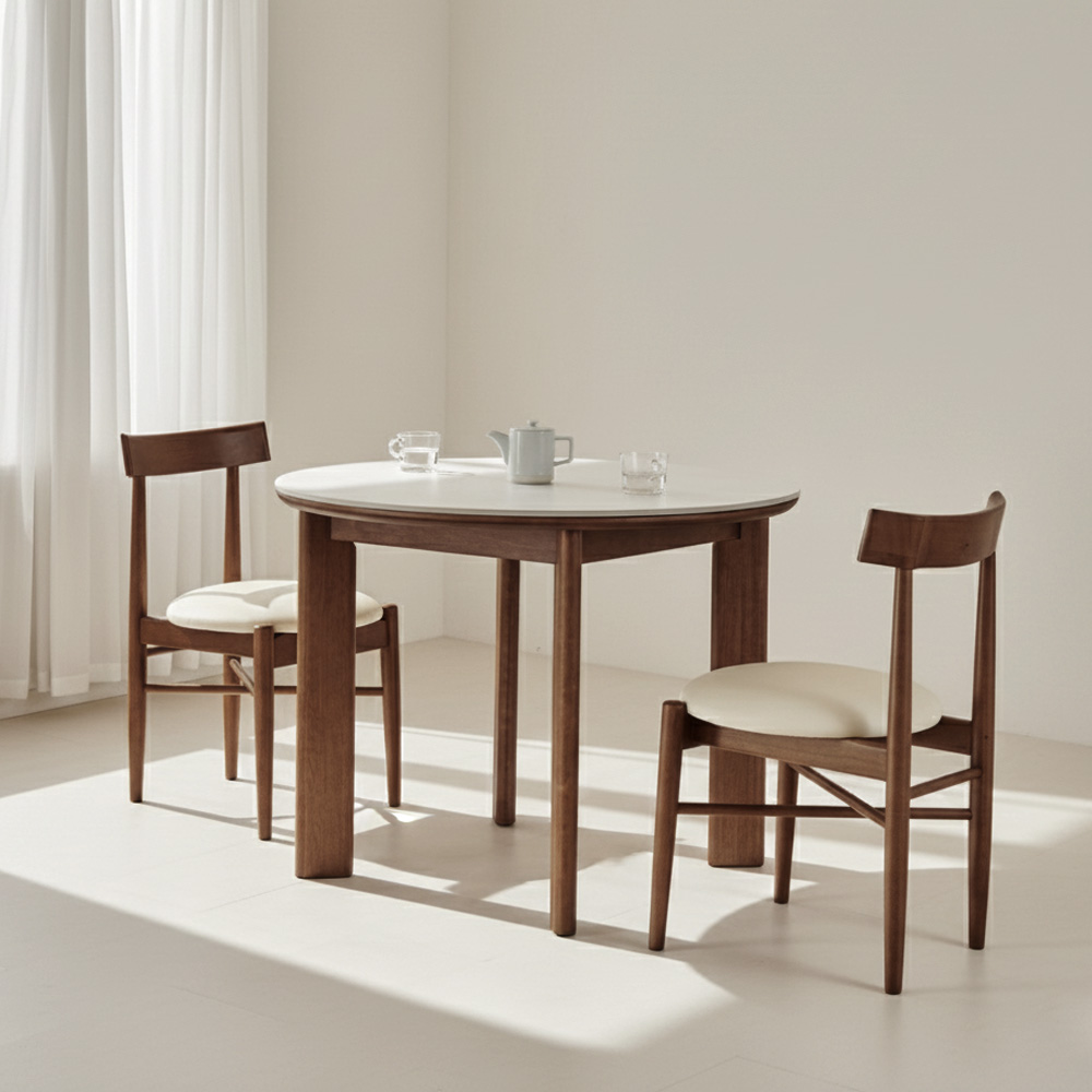 ★신상품 런칭 특가★ 이노센트 플랫 2인용 원목 식탁 테이블 1000＋에어캡 원목 의자2 i106002