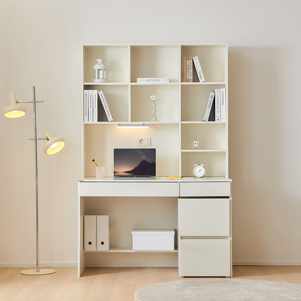이노센트 포커스 LED 정면책상 세트 1200 ＋ 2단 서랍장 i106120