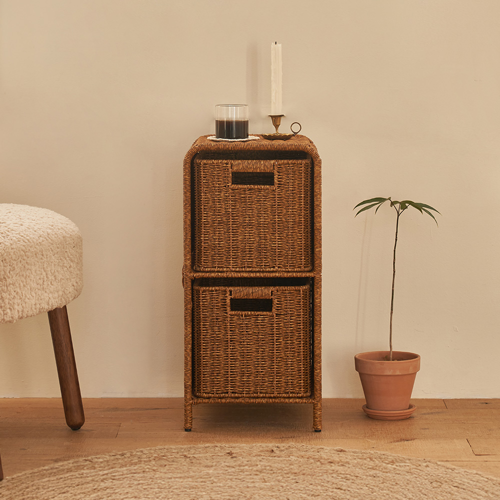 이노센트 라도 PP라탄 2단 슬림 수납장 i106089