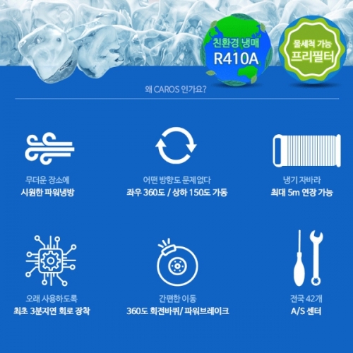 캐로스 이동식에어컨 미니 1구 1800W 일체형 코끼리 사무실 공장 산업 공업 CPC-21FTC