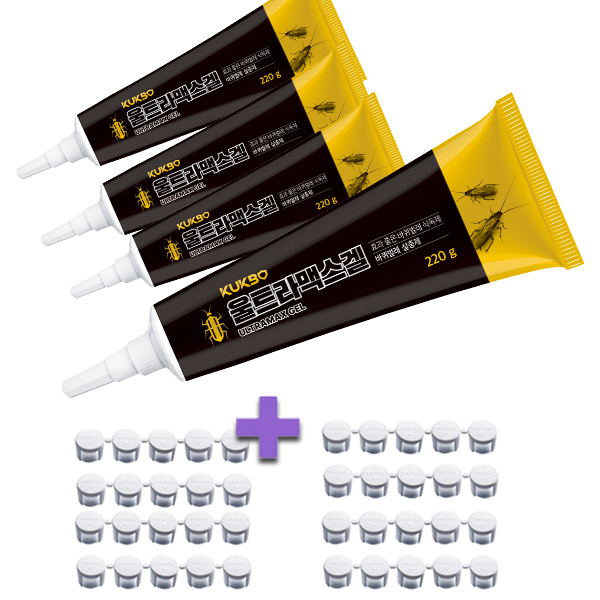 국보 울트라맥스겔 220g 4개 + 먹이통 40개 강력한 식독제 퇴치제 바퀴벌레약 쩔템 바퀴약