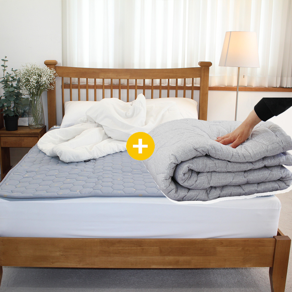 베어맘 양면 카본탄소매트 싱글+침대패드 무전자계 전기매트 전기요 전기장판