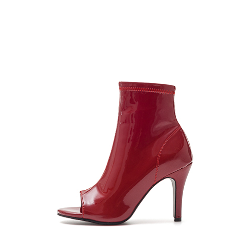 Open Toe Slim Ankle Heel(Enamel Red)