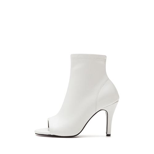 Open Toe Slim Ankle Heel(White)