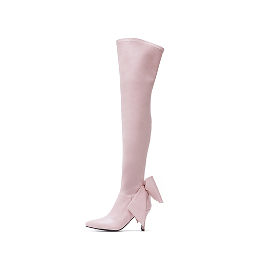 Ribbon Boots Heel(Pink)