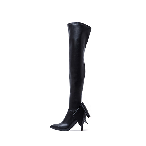 Ribbon Boots Heel(Black)