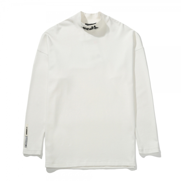 GRAFFITI MOCK-NECK L/S TEE WH (LOOSE FIT)