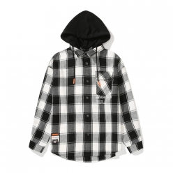 MISHKA LOGO CHECK HOODIE SHIRTS (LOOSE FIT)