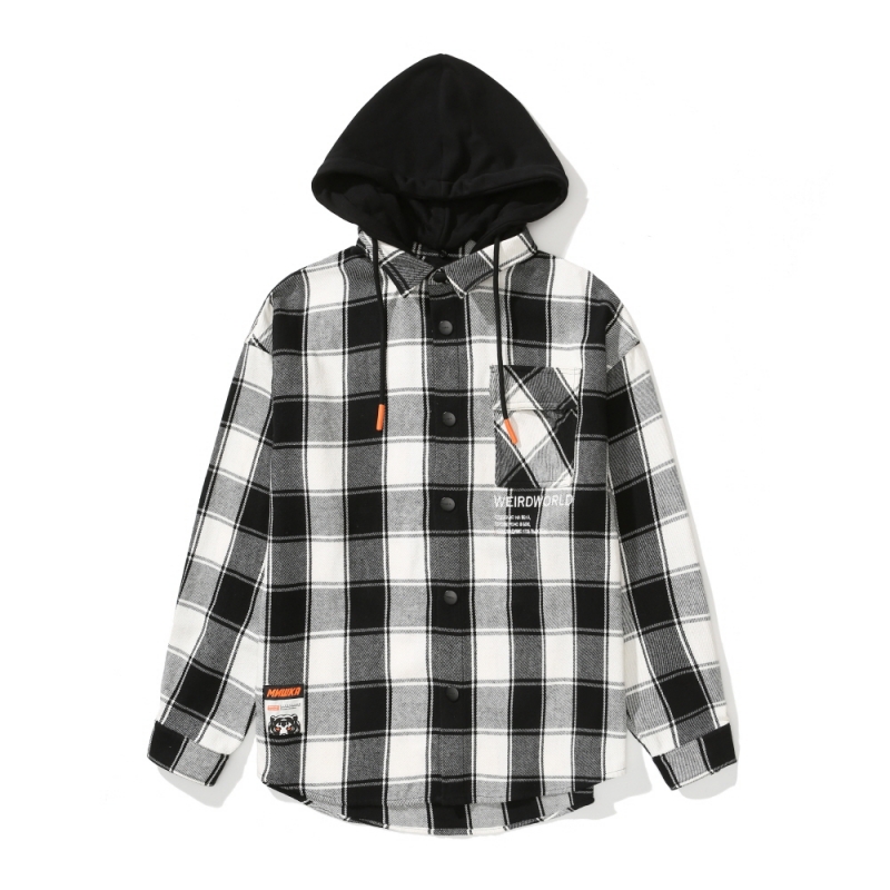 MISHKA LOGO CHECK HOODIE SHIRTS (LOOSE FIT)