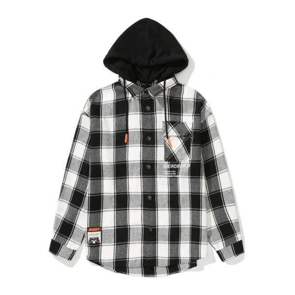 MISHKA LOGO CHECK HOODIE SHIRTS (LOOSE FIT)