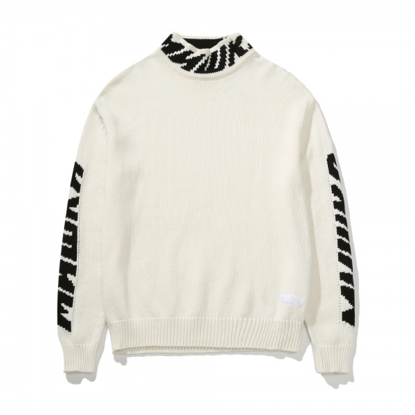 MISHKA LOGO HIGH NECK SWEATER WH (LOOSE FIT)