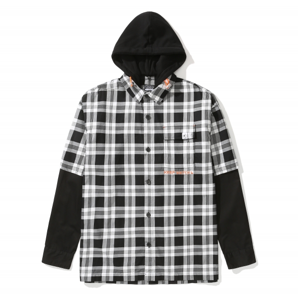 LOGO CHECK HOODIE SHIRTS