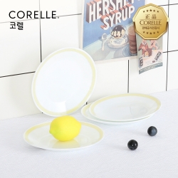 코렐 미니멀체크 원형접시소 4P세트