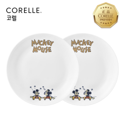 코렐 미키빈티지 원형접시대 2P