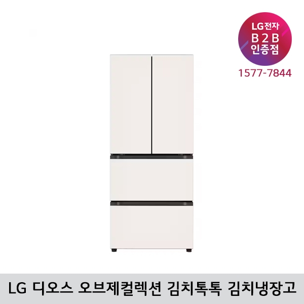 [LG B2B] LG 디오스 오브제컬렉션 김치톡톡 4도어 402L 김치냉장고 Z403MEEF53 (베이지)